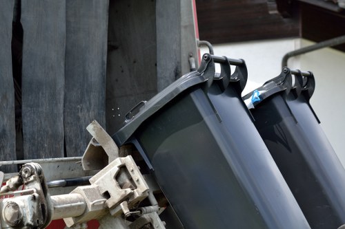Professional waste management team handling commercial waste